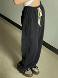 Simple Solid Color Baggy Sweatpants-Outfit
