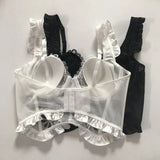 Lace Small Flying Sleeve Corset Soft Steel Ring Fish Bone Bouquet Of Beautiful Vest Bunny Cup Bra Set