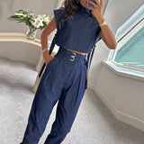 2025 New Solid Color Flying Sleeve Drifting With Short Tops To Wear Straight Trousers