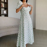 Toloer Autumn New Women's Wear Fresh And Sweet Temperament V Collar Long Floral French Dress
