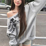Sales Of 100,000] Printed Gray Oblique Shoulder Shawl Women's Spring Loose Design Sense Oversize