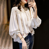 And Autumn 2025 New Fashion Print Shirt Women's Collar Bohemian Loose Gas