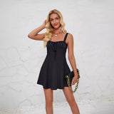 Breast-Wearing With Solid Color A Skirt With Mini Dress Sling