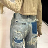 Blue Low-Rise Straight Tube Trousers Jeans Women's Small 2025 New