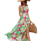 Shooting 2026 Summer Women's New Commuter Printing Tie With Open Hottie Dress