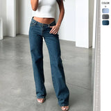 Low-Rise Jeans Fashion Retro Straight Trousers Loose Denim Trousers
