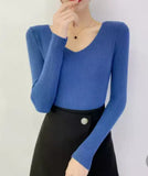 Knitted Shirt 2025 Autumn New Bottoming Shirt Slim Slim Solid Color Sweater Long Sleeves With A Short