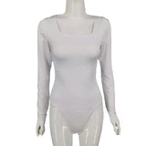Toloer Hot Selling Sexy Onesie Fashion One-Word Collar Solid Color Onesie Top Women-Outfit