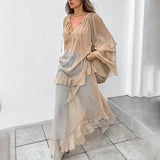 Niche Dress 2025 Autumn And Winter Perspective Mesh High-End Slim Slim Slim Thin Chiffon Dress