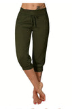 Women's Seven-Cent Pants, Leisure, Slim, High-Waisted Rope Pocket, Sports Pants, Fitness Training, Running Casual Pants-Outfit