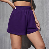 Summer Elastic Waist Loose Wide Leg Solid Color