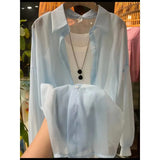 New Fashion Clothes Beaded Sunscreen Women Loose Lantern Sleeve Shirt Senior