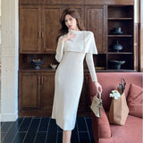 Sister Fan's New Two-Piece Korean Version Of The Famous Woman Temperament Hairy Short Coat + Waist Swing Skirt Hepburn