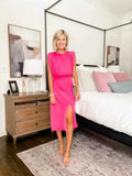 Toloer Spring And Summer New Round Collar Intellectual Elegant Flounce Cross Solid Color Dress
