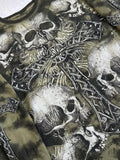 oversize long-sleeved shirt with skull cross