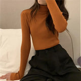 Turtleneck Pullovers Sweaters Women 2022 Autumn Winter Primer Shirt Long Sleeve Short Slim-fit tight Jumper Tops