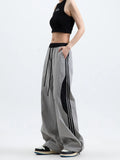 Toloer Bump Color Hip Hop Spring And Summer New Straight Tube Casual Pants Loose And Tie Sense Tie Belt Sweatpants Woman-Outfit