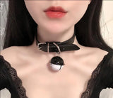 Big Bell Collar Sex Lingerie Accessories PU Leather Necklace Neck Ring Sexy Maid Wind Traction Chain