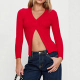 Summer New Sexy Fashion Tight Solid Color Knitting Pit Side Open Dress Women's