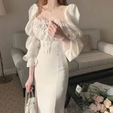 Toloer Chic Summer New Show Thin Temperament French Grandiflorum Tea Break Dress With Slit Dress-Outfit