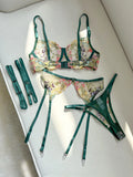 Sex Lingerie Sexy Embroidery Beauty Small Broken Flower Color Bra Garter