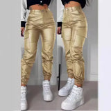 Toloer Summer 2023 Women's Wear Locomotive Zip Pleated Pocket Fashion PU Casual Sticker Bag Tight Foot