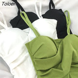 Women Criss-Cross Solid Designed Chic Slim Low Neck Sexy Padded Womens Ins Summer Sleeveless Tees Basic Backless