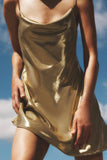 Cowl Neck Metallic Slip Mini