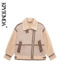 Women Fashion Thick Warm Faux Fur Shearling Jacket Coat Vintage Long Sleeve Zip-up Female Outerwear Chic