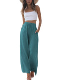 Cotton And Linen Drawstring Casual Trousers