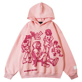 Pink Graffiti Couple Oversized Hoodie-Outfit