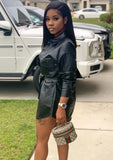 Formal Leather Blouse Dress with Matching