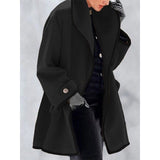 Autumn Overcoat Women's Casual Coat solid color Turndown Collar Overcoat Outerwear Coat Solid Color Belt Wool Slim Coat