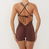 Toloer Tie Rope Honey Peach Hip Sweatpants Air Yoga Onesie Speed Dry Sports Beauty Back Fitness Jumpsuit-Outfit