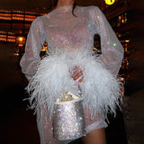 Sales Of 2025 Wool Flashing Mesh Autumn New Fashion Trend Sexy Women's