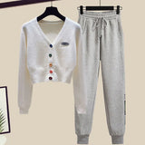 Toloer Summer Fashion Suit Female Net Red New Short Sweater Sweater With Sweatpants Casual Two Sets-Outfit