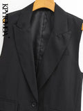 Women Fashion Single Button Office Wear Waistcoat Vintage Sleeveless Flap Pockets Female Outerwear Chic