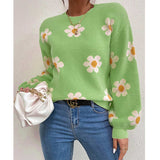Toloer And Winter New Women's Fashion Sweater Long Sleeve Loose Knit Jumper Round Collar Small Autumn Chrysanthemum Women's Type
