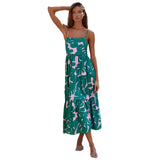 Vacation Fine Shoulder Strap Bare Back Print A Word Long Casual Swing Dress