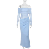 Summer 2025 New Long Dress Temperament Sexy Shoulder Mesh Yarn Hollow Dress