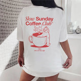 Slow Sunday Coffee Club Graphic Tee-Outfit