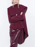 Toloer Trend Retro Ancola Infrared Set Autumn 2024 New Shawl Design Suit Collar Waist Small Suit-Outfit