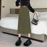 New Autumn And Winter Port Style Retro Skirt Thicker Wicked Skirt Long Bag Hip Skirt Open