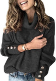 Toloer Solid Color Sweater, Loose Turtleneck Sweater, Women's