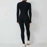 Toloer Zipper Detachable Chest Pad Long Sleeve Yoga Conjoined Suit High Intensity Fitness Exercise Conjoined Tights-Outfit