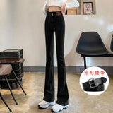 Toloer Women's Wear 2024 New Elastic High Waist Slim Show Thin Hot Girl Bell Bottoms Ins-Outfit