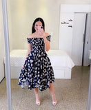 Ebay Dress Word Shoulder Irregular Shoulder Digital Print Long