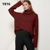 Autumn Winter Women Knitted Turtleneck Wool Sweaters 2021 Casual Basic Pullover Jumper Batwing Long Sleeve Loose