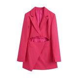Hollow Out Waist Blazer Jacket Sexy Office Laidies Long Sleeve Bodycon Outwear 2022 Women Summer Robe Chemise Femme Chic