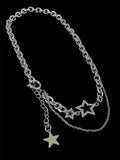 Rhinestone Star Decor Layered Chain Necklace-Outfit